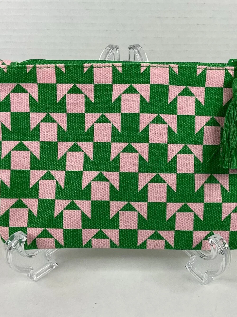 IPSY Green & Pink Geometric Makeup Bag Cosmetic Pouch New